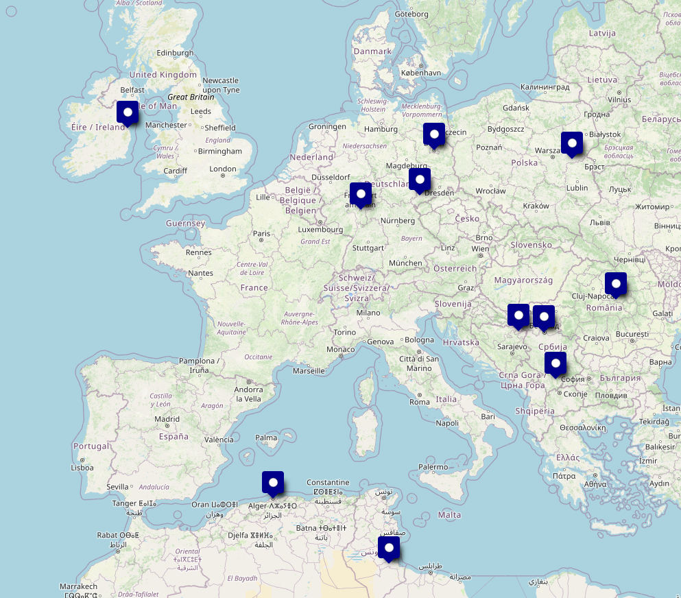 Listes de pays partenaires, l'Irlande, l'Allemagne, l'Italie, la Pologne, l'Algérie, la Tunisie, la Bosnie-Herzégovine, la Roumanie et la Serbie